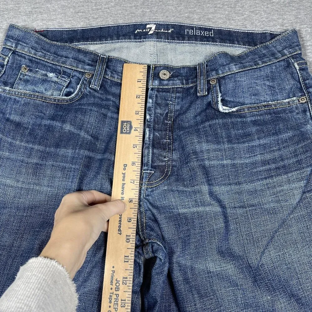 7 For All Mankind Relaxed Jeans Mens 36 Blue Medium Wash Straight Stretch